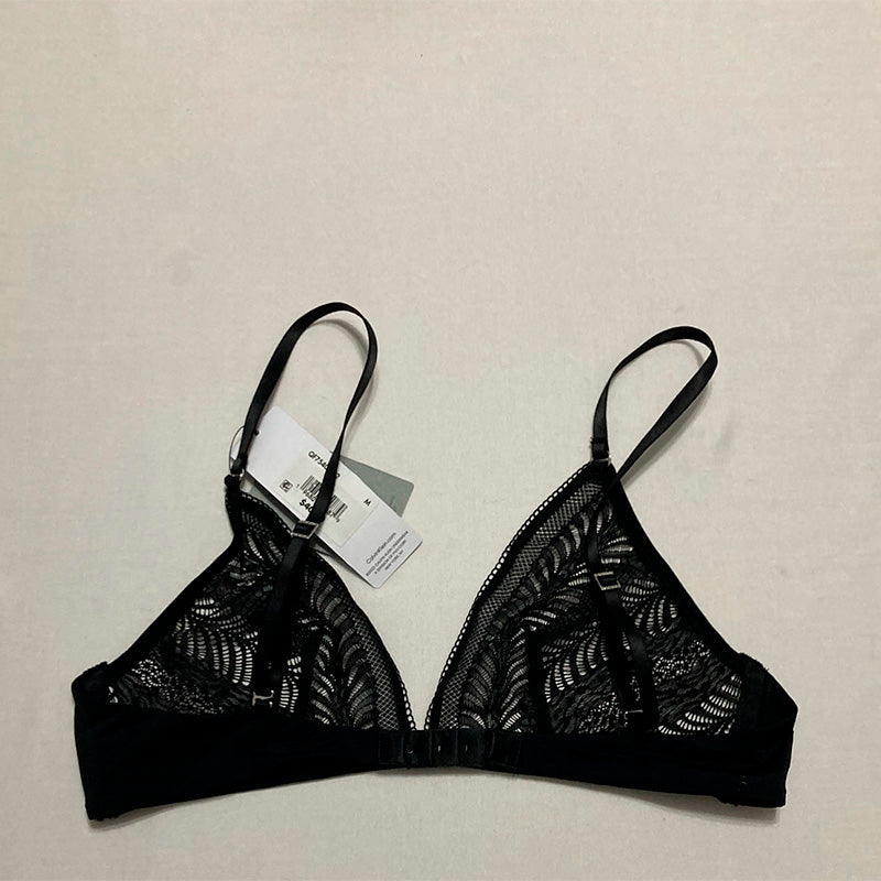 Calvin Klein Minimalist Micro Lace Unlined Triangle Bra Black M