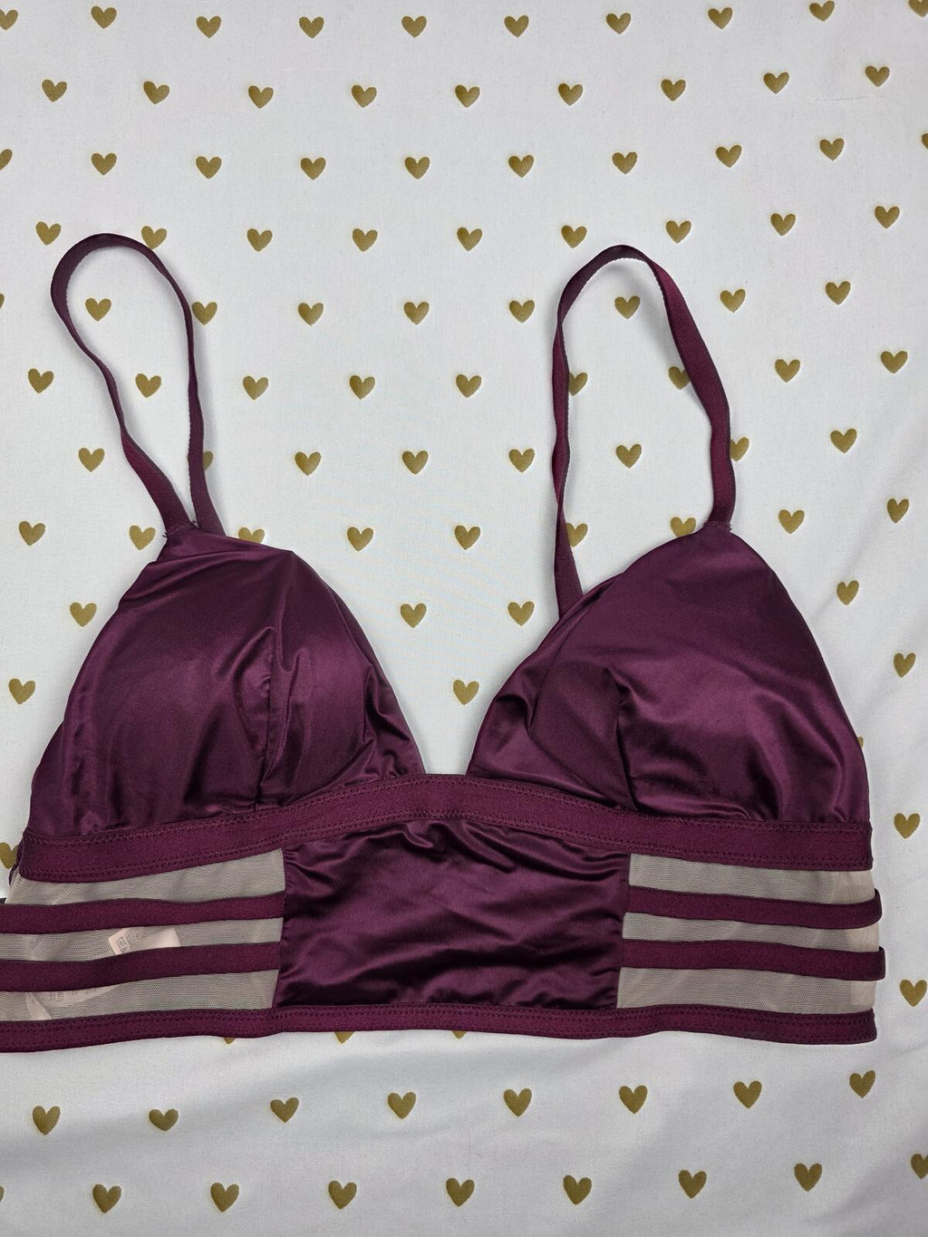 Victorias Secret Maroon Satin Sexy Bralette Bra Top Tank Small
