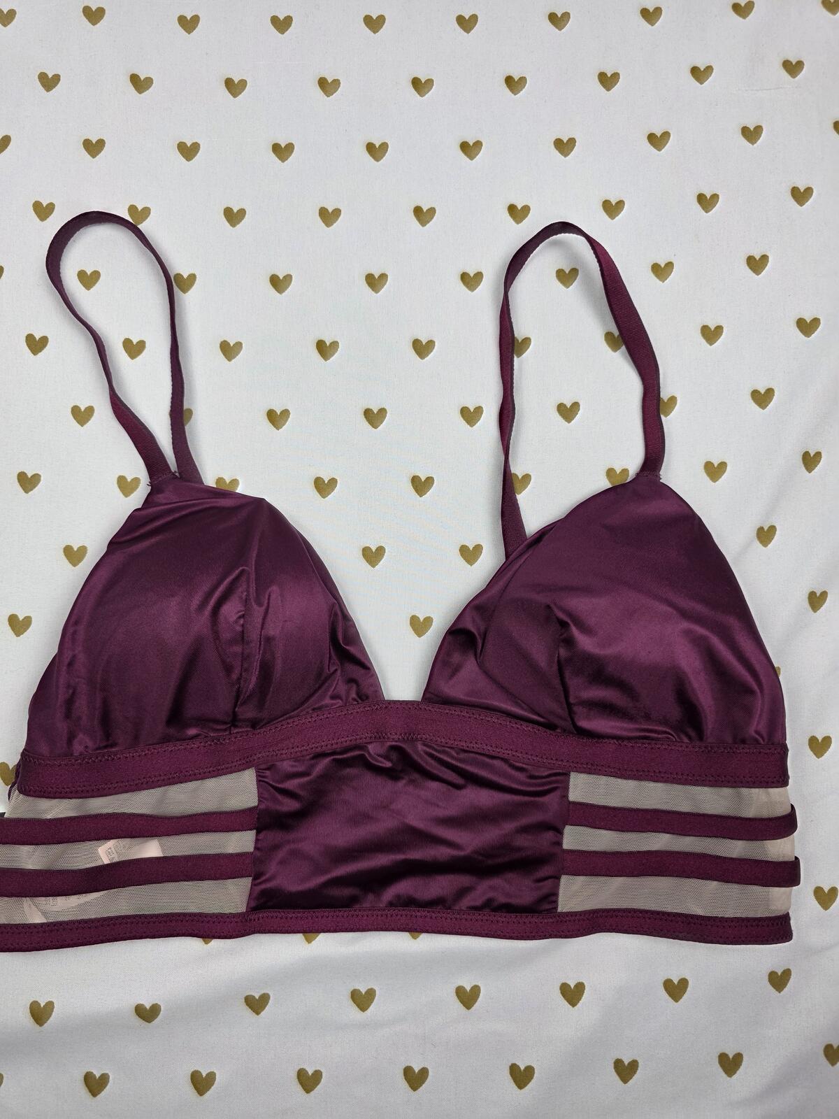 Victorias Secret Maroon Satin Sexy Bralette Bra Top Tank Small