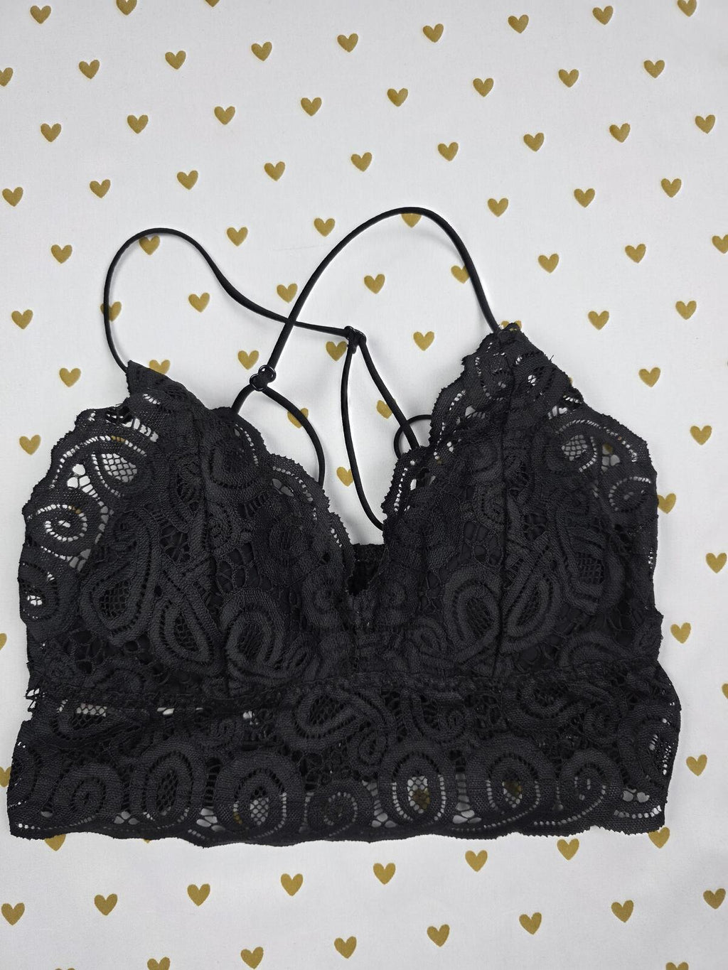 Victorias Secret Pink Black Lace Strappy SMALL Bralette Bra Top Tank