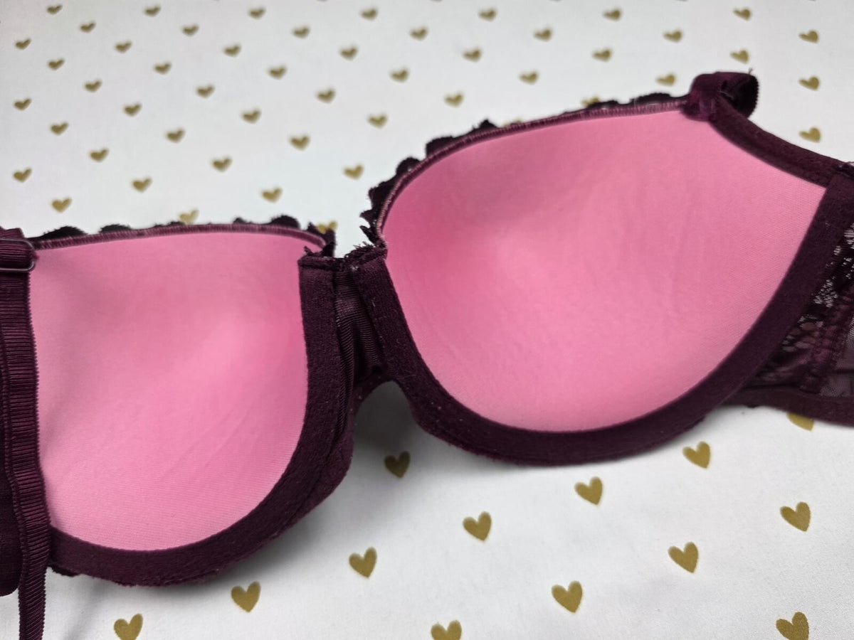 Victorias Secret PINK Maroon Date Push Up Bra 32DD