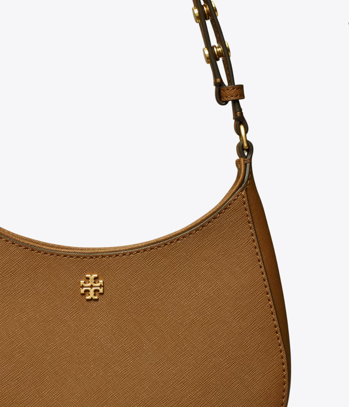 NWT Tory Burch Emerson Saffiano Leather Shoulder Bag in Gold/Moose