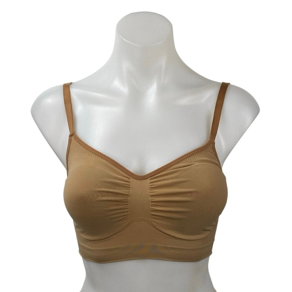SKIMS Seamless Sculpt Brown Tan Cami Adjustable Strap Bralette Bra Top Size L/XL