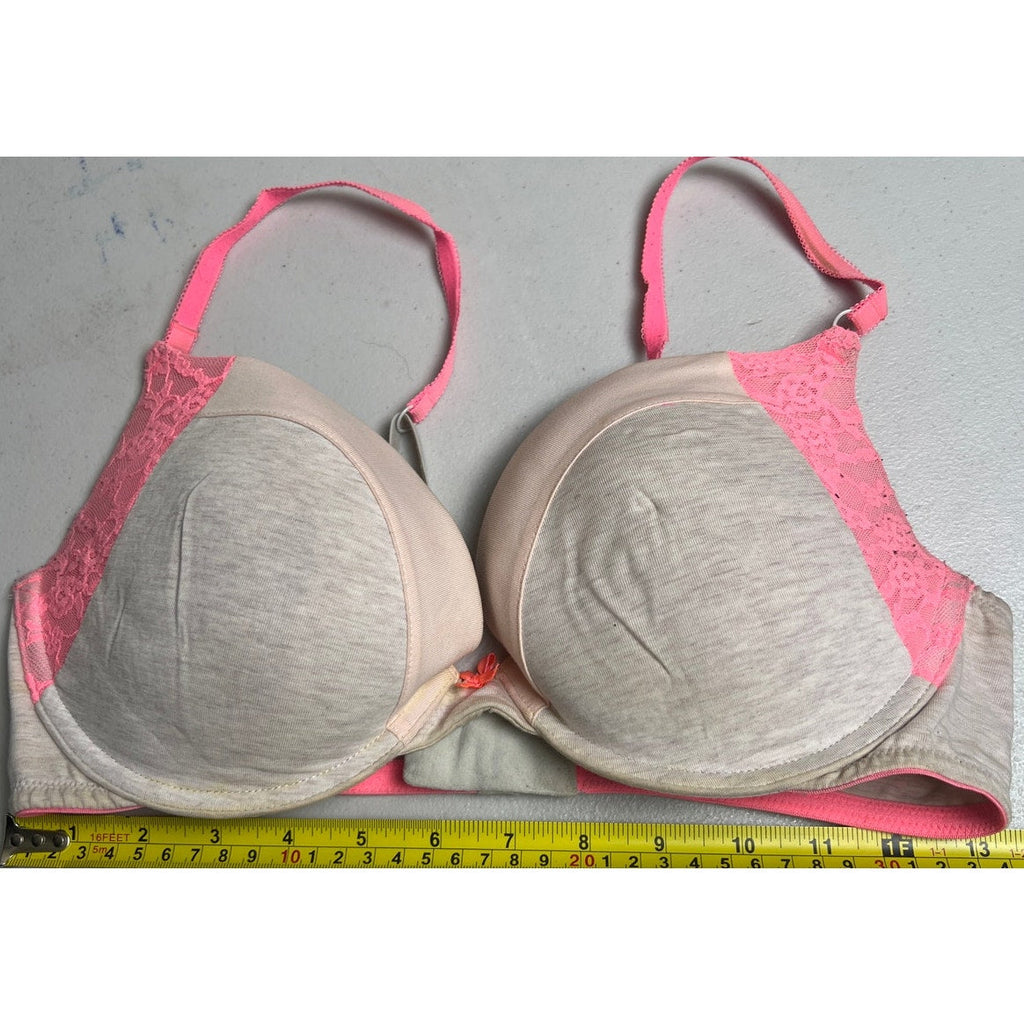 Victoria's Secret Plunge Southern Gorge Grey Pink 36D Bra
