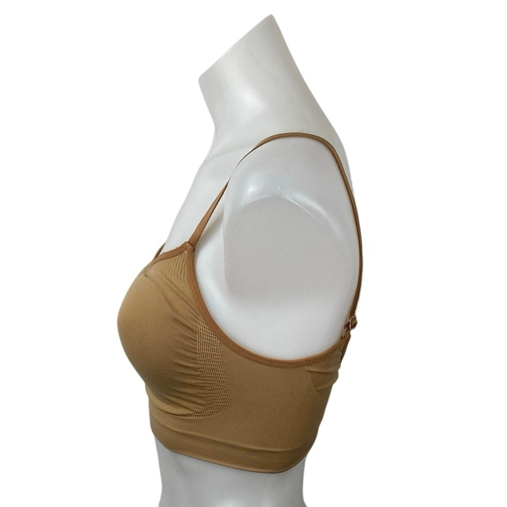 SKIMS Seamless Sculpt Brown Tan Cami Adjustable Strap Bralette Bra Top Size L/XL