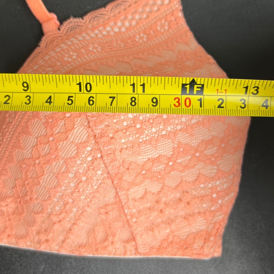 Victoria's Secret Coral Crochet Lace Plunge Demi Bra Size 34C