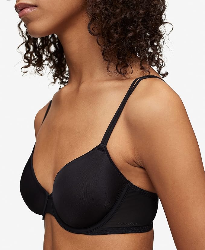 CALVIN KLEIN Sheer Marquisette Lightly Lined Demi Bra BLACK 36A