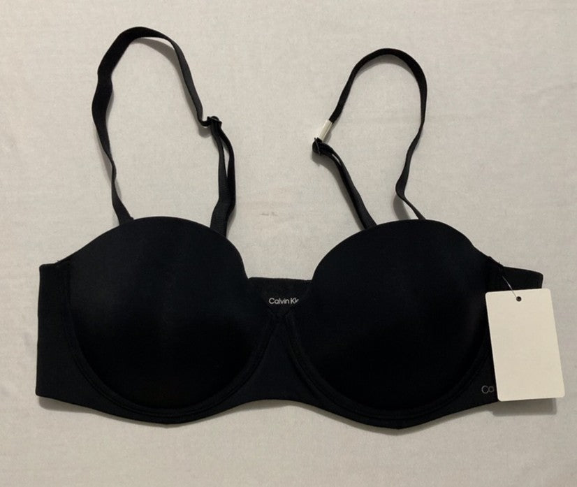 CALVIN KLEIN Perfectly Fit Strapless Convertible Push-Up Bra BLACK 38B