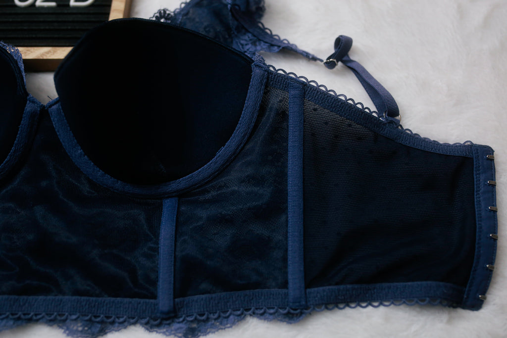 Victoria's Secret 32D Dream Angels Lined Demi Longline Bra Blue