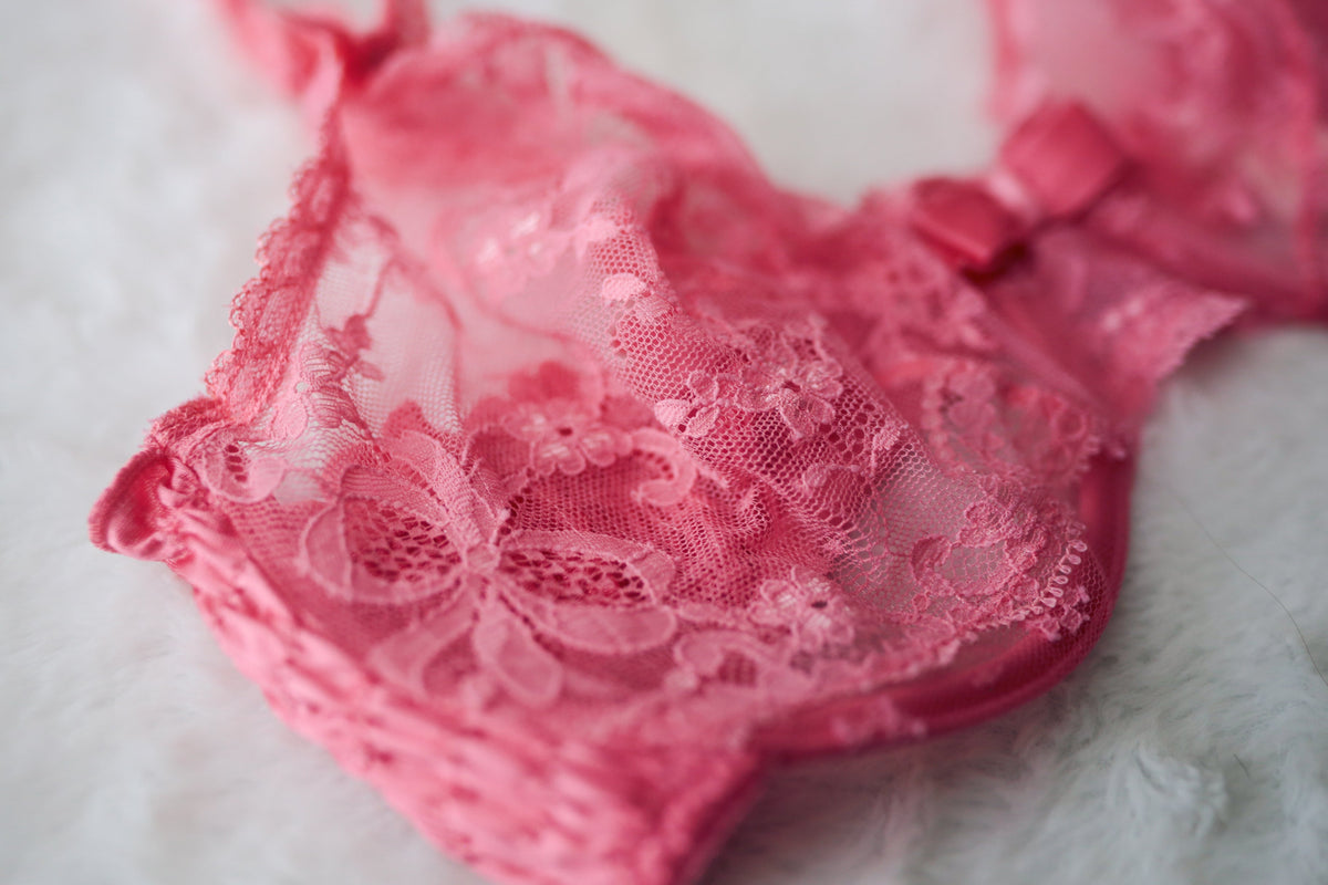 Victoria's Secret 36C Vintage Gold Tag Demi Sheer Unpadded Bra Pink Lace