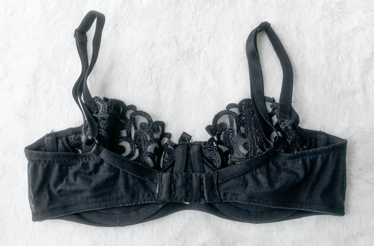 Victoria's Secret Vintage 34C Sheer Push-up without Padding Bra Black Lace