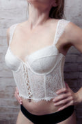 Victoria's Secret Dream Angels Lace Basque Corset Bustier Bra White Medium