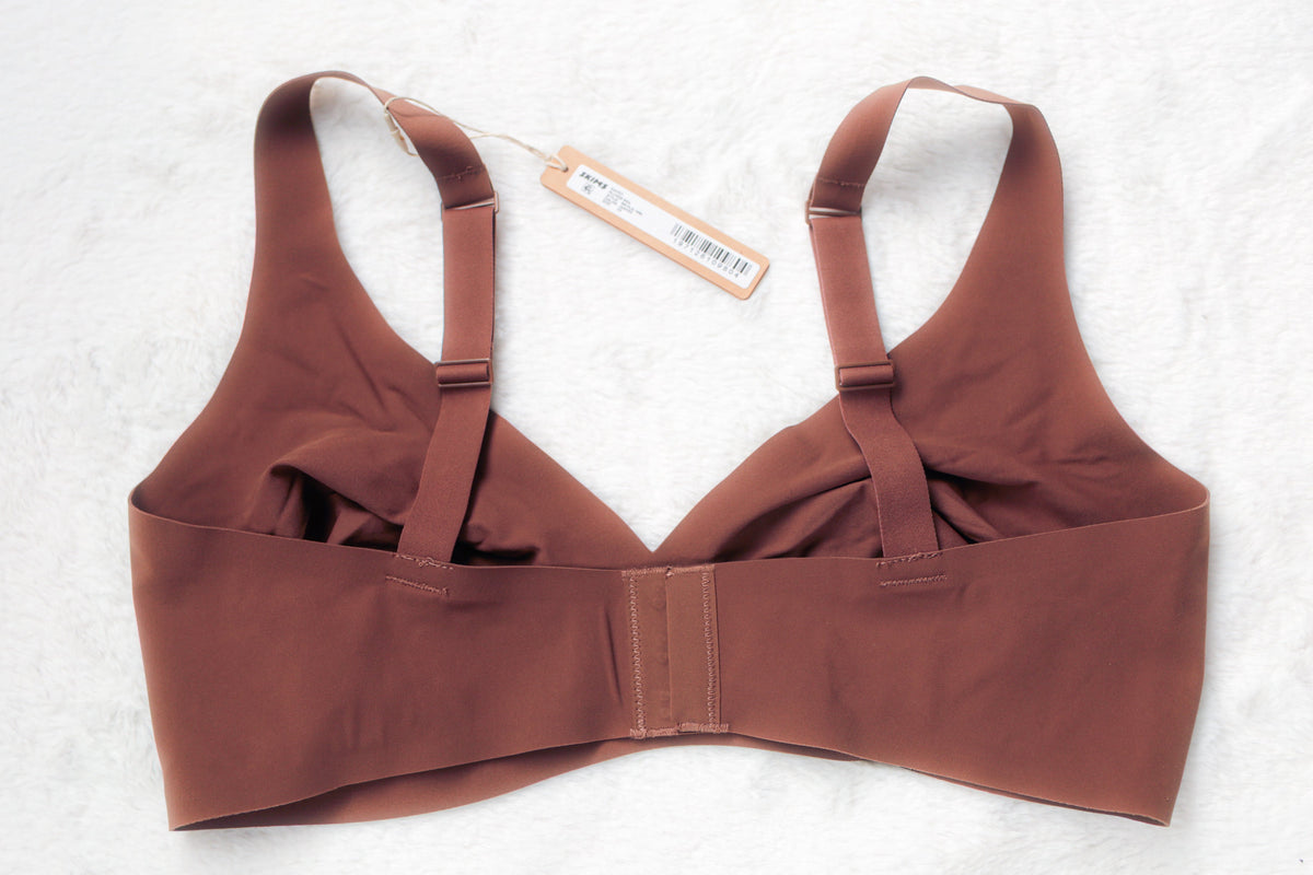 Skims Naked Plunge Bralette Seamless Wireless Unlined Contour T-shirt Bra 2X Brown NEW