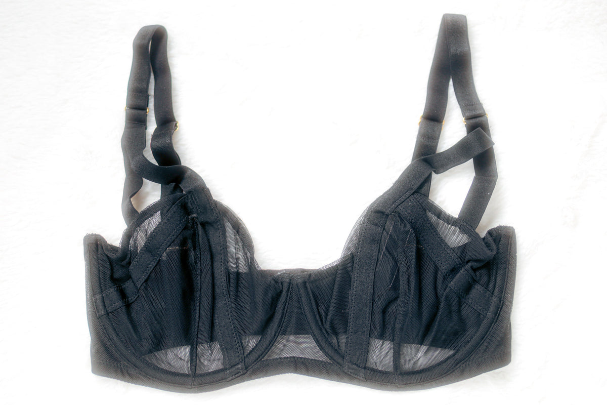 Victoria's Secret Very Sexy Unlined Sheer Lace Demi Bra Black 32DD