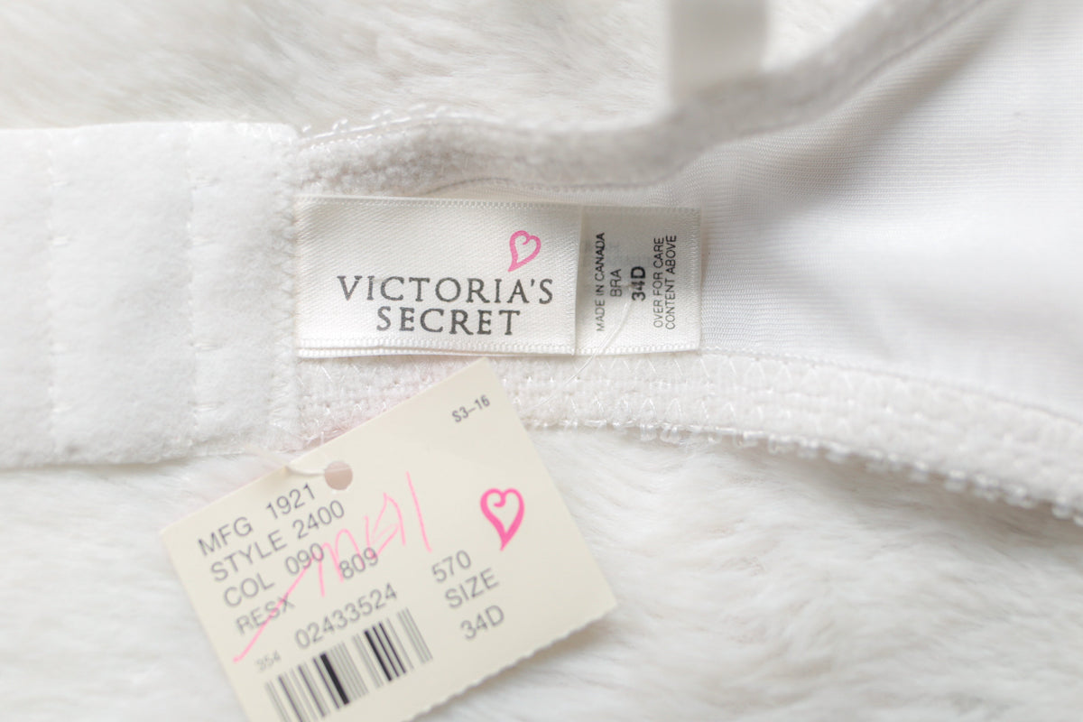 Victoria's Secret 90s Y2K Heart Label Satin Bridal Lined Demi Bra 34D NEW