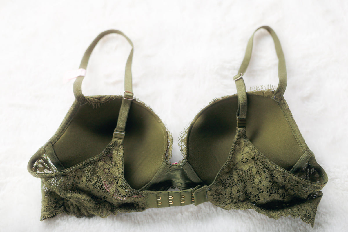 Victoria's Secret Dream Angels Push Up Boho Fairy Retro Lace Bra Green 34B NEW