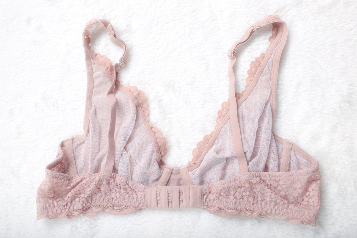 Victoria's Secret Body by Victoria Boho Unlined Lace Unpadded Semi Sheer Bra Pink Underwire 36B
