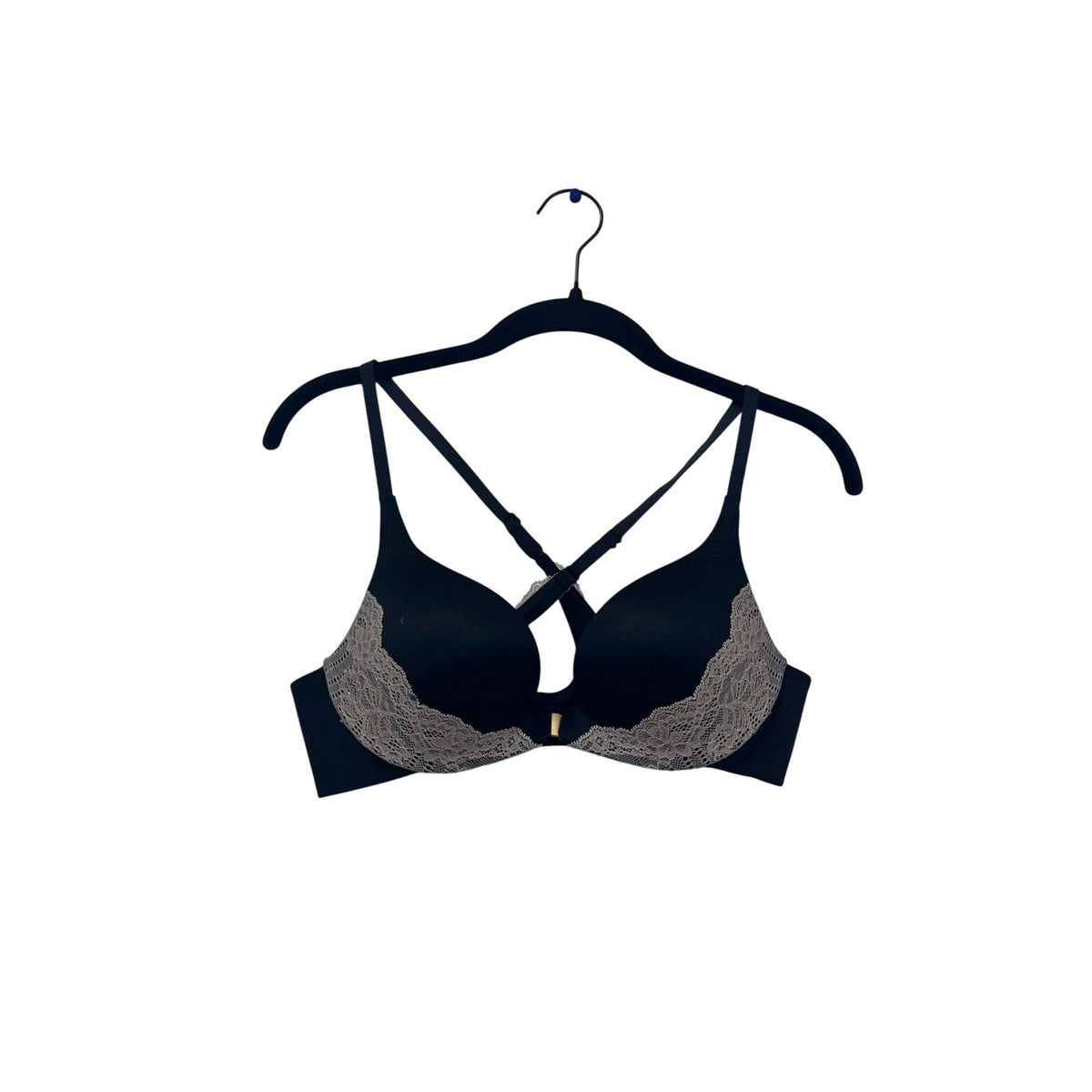 Victorias Secret Lace Trim Push-Up Bra Cross Back Design #548A