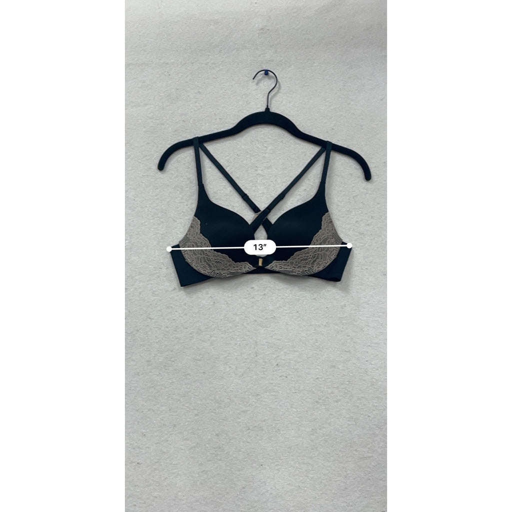 Victorias Secret Lace Trim Push-Up Bra Cross Back Design #548A
