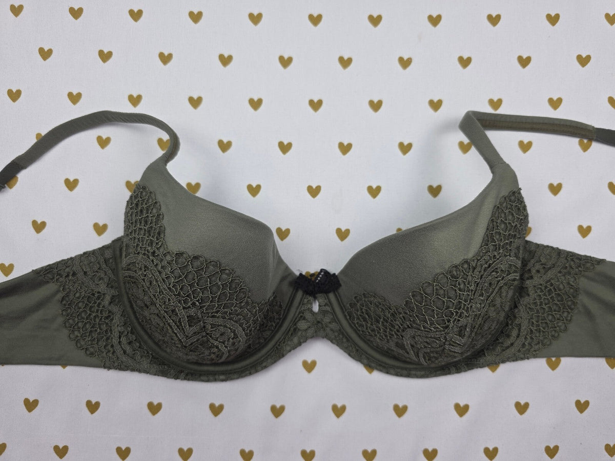 Victorias Secret Green 34C Unlined Demi Balconette Bra