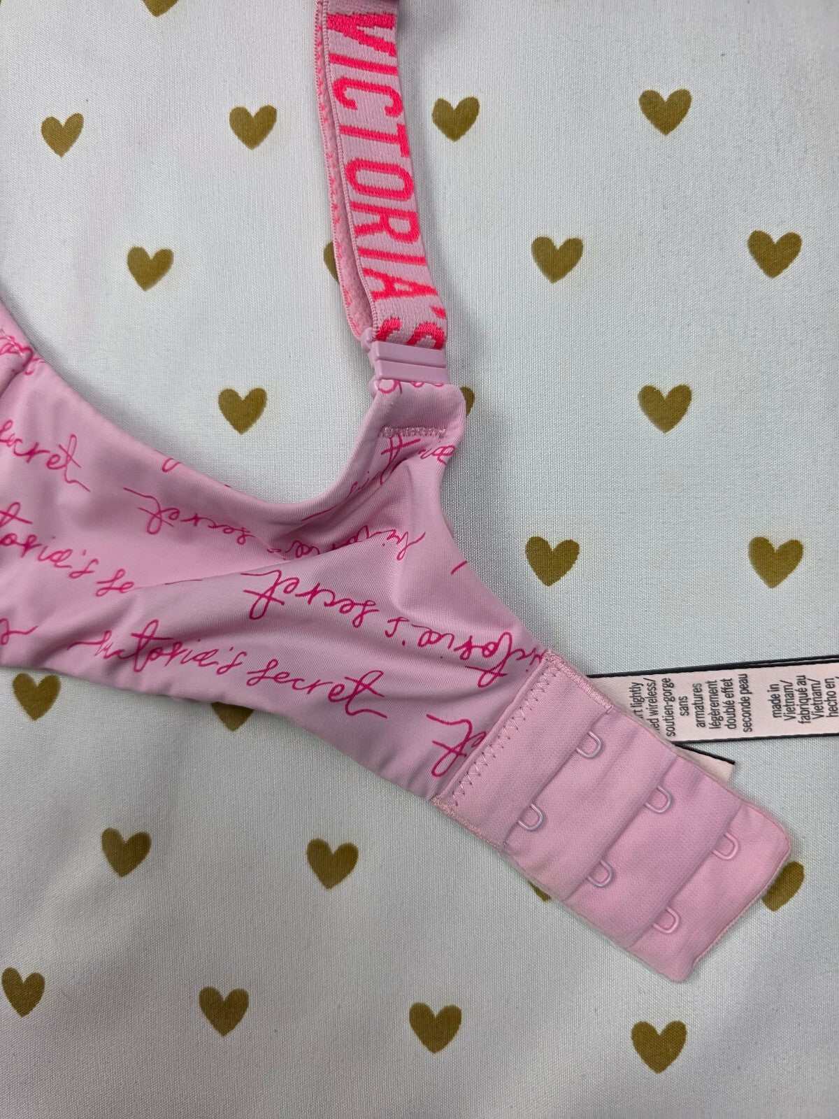 Victorias Secret T Shirt Logo Strap Wireless No Wire Bra 34D