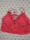 Victorias Secret Pink Red Lace Strappy caged LARGE  Bralette Bra Top Tank
