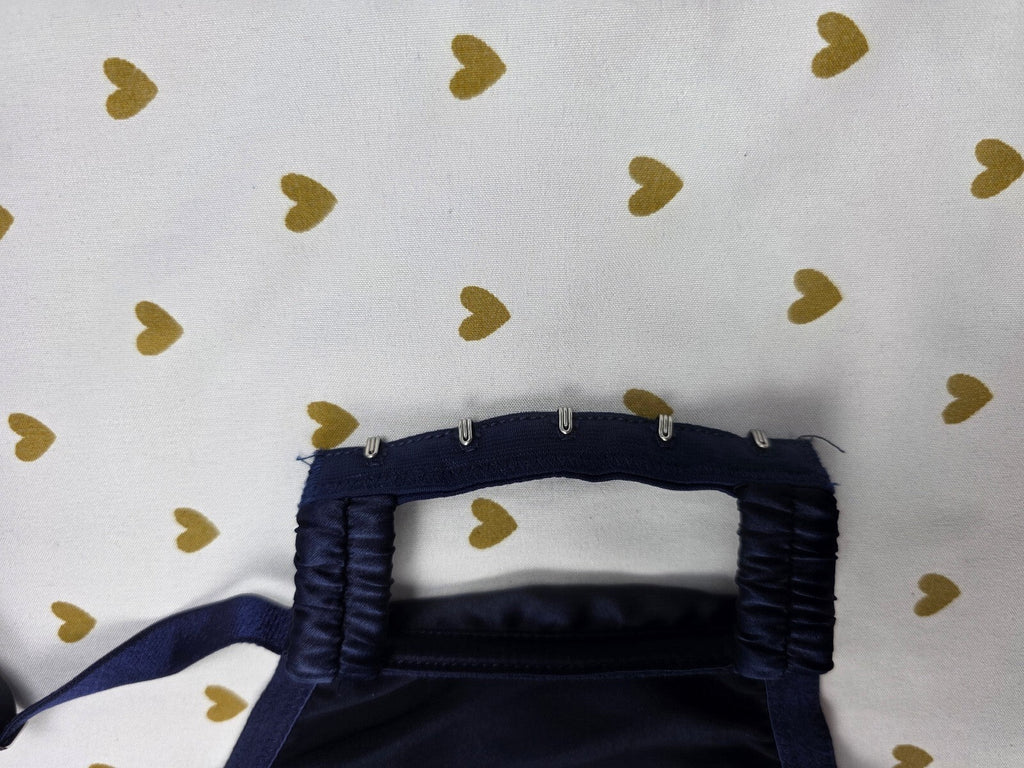 Victorias Secret Blue Satin caged Unlined Balconette demi Bra 34D