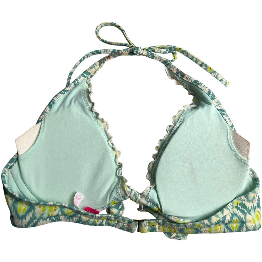 Victoria's Secret 32C Halter Bikini Swim Top Underwire Green Geometric