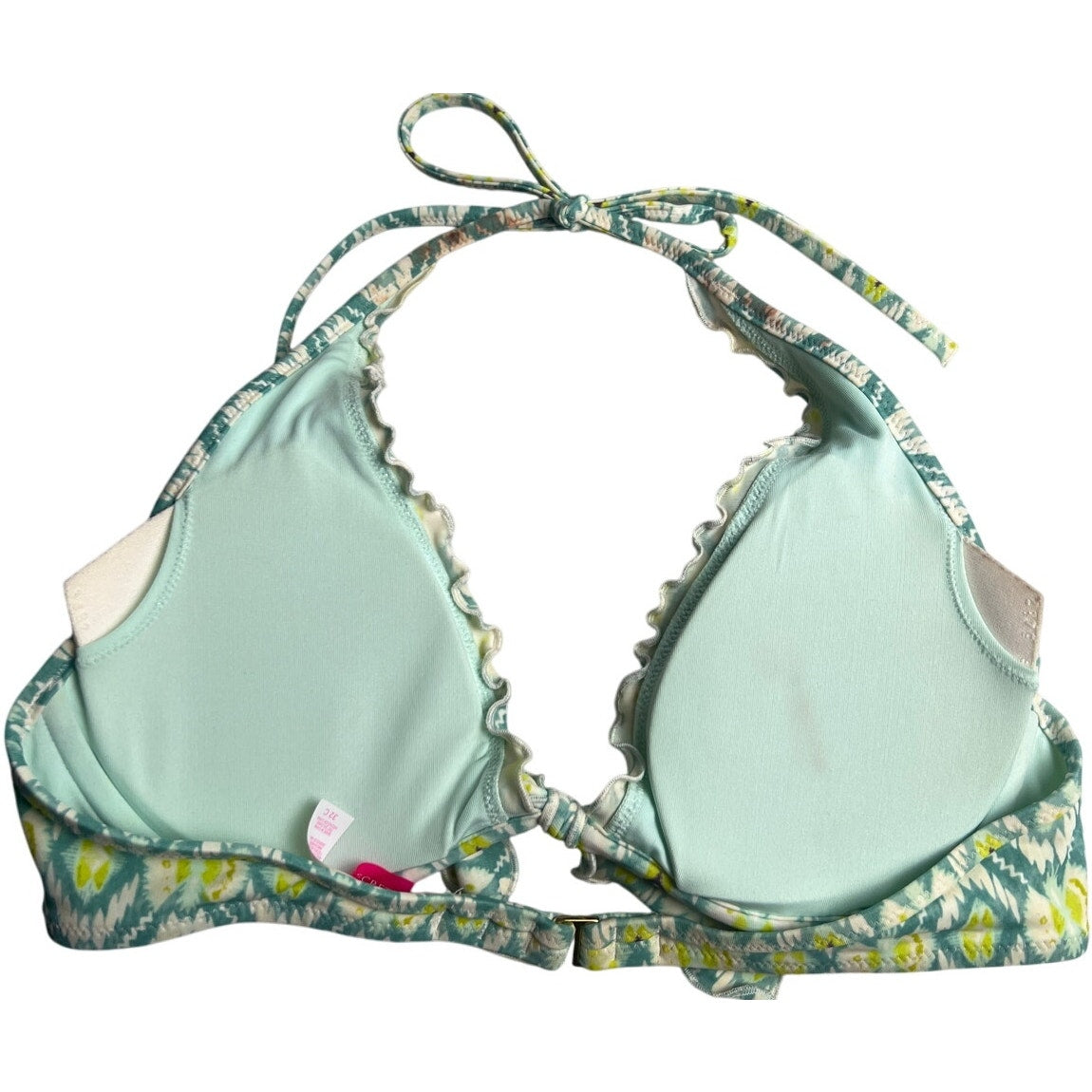 Victoria's Secret 32C Halter Bikini Swim Top Underwire Green Geometric