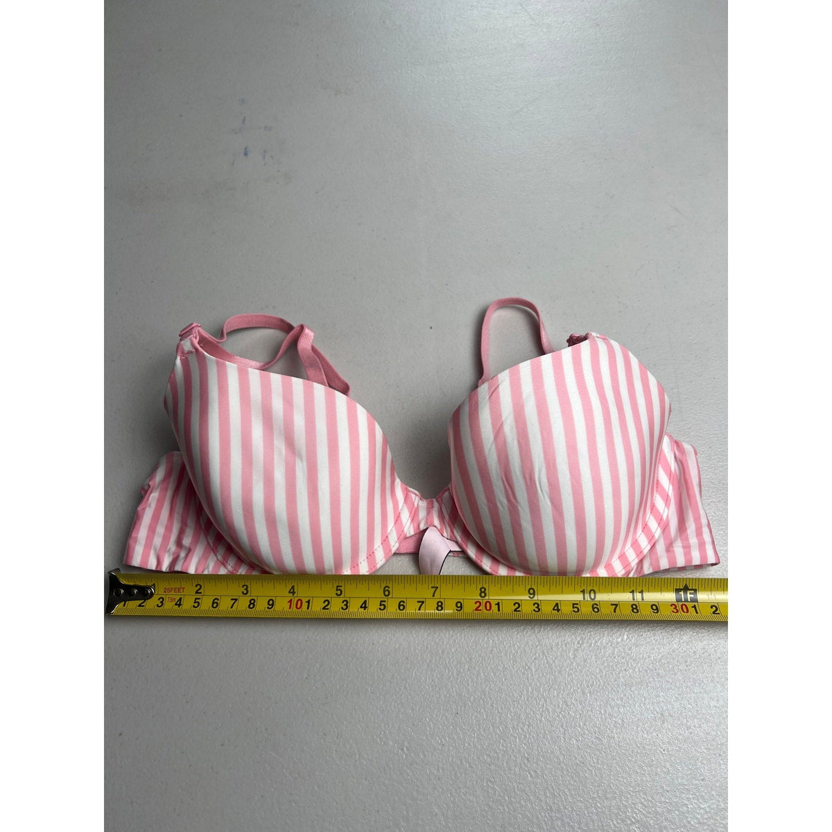 Victoria's Secret Demi Busted 36B Pushup Bra Padded Pink White Striped Underwire