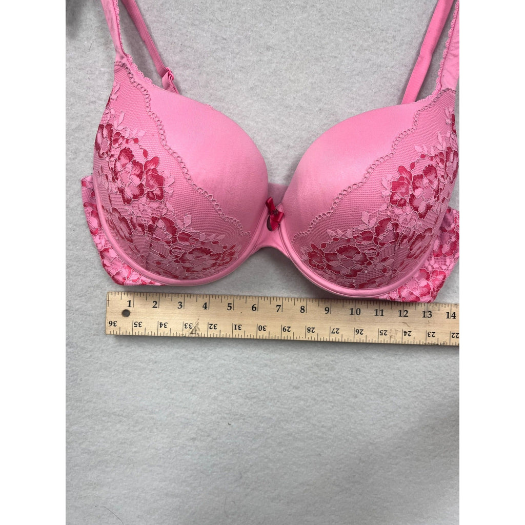Victorias Secret Pink Floral Lace Bra 36DD #6265