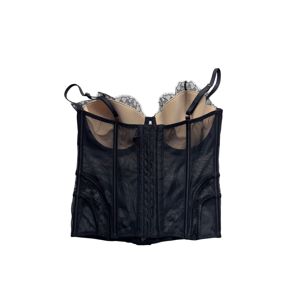 Victorias Secret Lace Bustier Corset Top 36D Black Mesh & Lace #291B