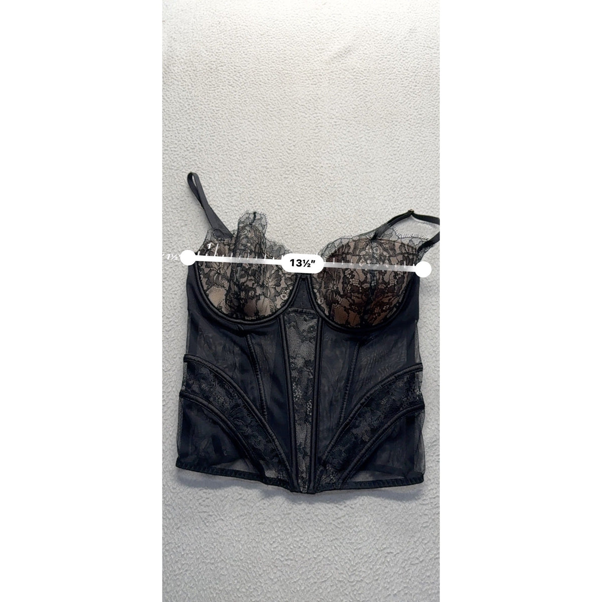 Victorias Secret Lace Bustier Corset Top 36D Black Mesh & Lace #291B