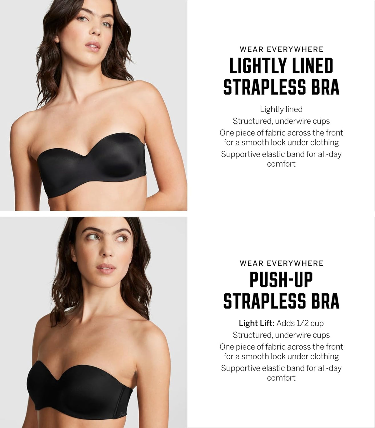 Victoria's Secret Women's Pink Wear Everywhere Lightly Lined Strapless Bra, Bras for Women (32A-38DDD)
